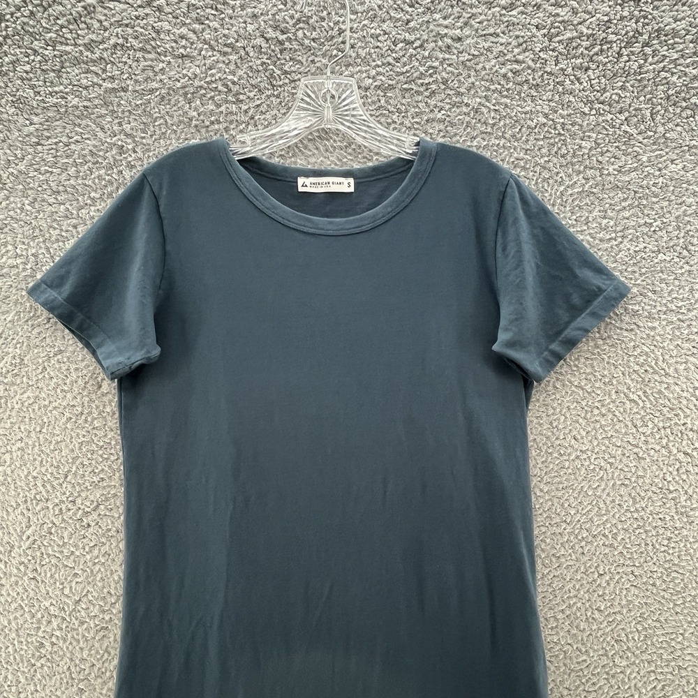 American Giant Dress Women Small Green Cotton Casual T Shirt Side Slit Long Midi - Picture 4 of 11
